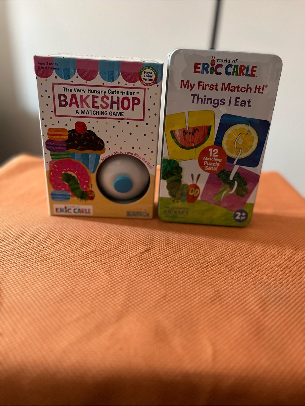Eric Carle my first Match it 12 self correcting puzzle sets and the Bake shop